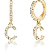 M MOOHAM Valentines Gifts for Kids Girls - 925 Sterling Silver Post Hypoallergenic Small Huggie Hoop Earrings Gold Plated Cubic Zirconia Initial Earrings Jewelry