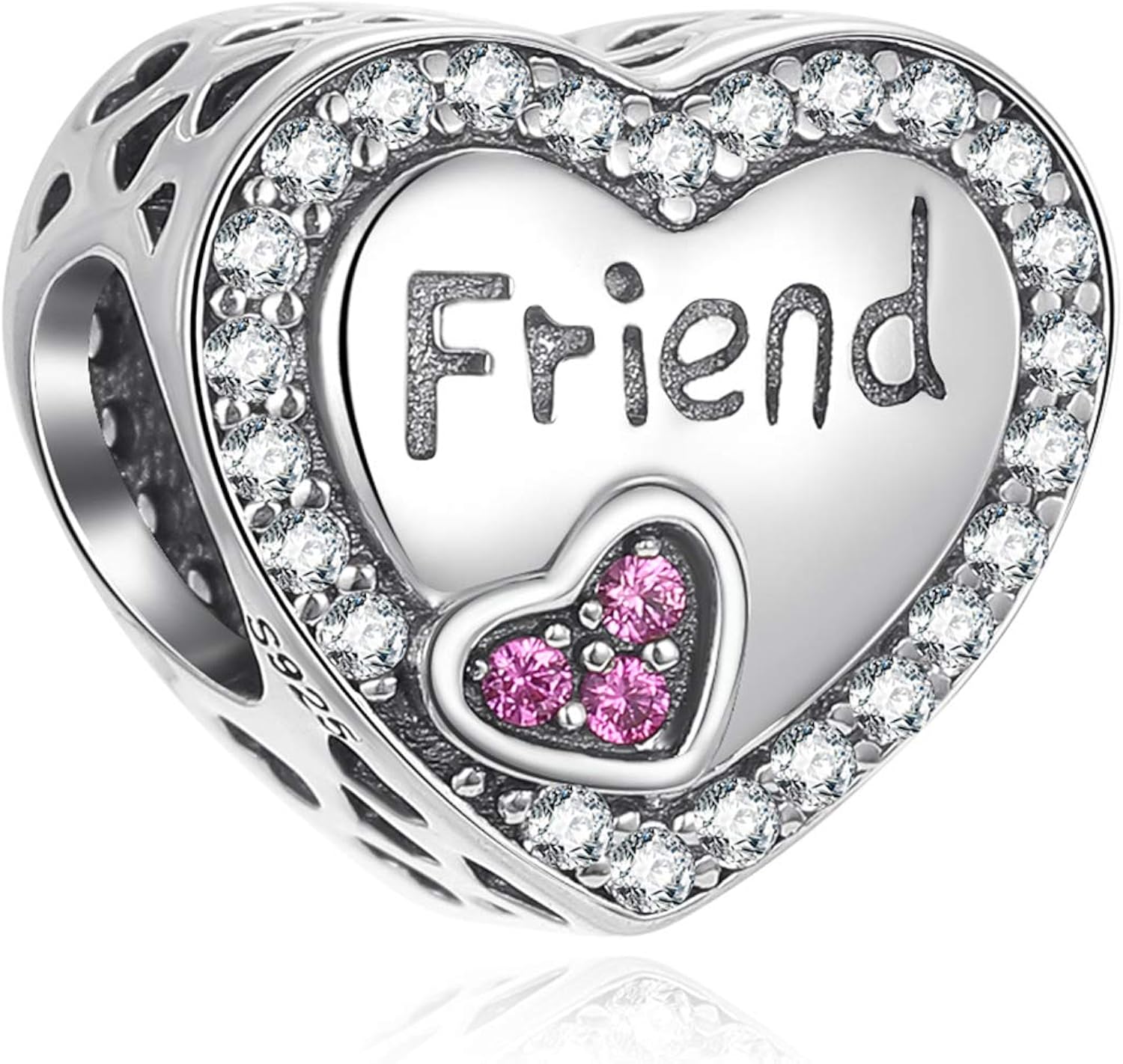 Best Friend Charm Sterling Silver Forever Friends Heart Charms fits Pandora