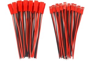 RGBZONE 20Pairs 2Pin JST Plug Connector Cable Wire Male + Female (Style A)