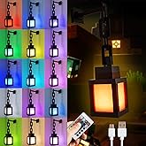 Pixelated Lantern Night Light - USB Rechargeable Night Lamp - 16 Colors LED Mood Light Touch Switch & Remote Control - Wall o