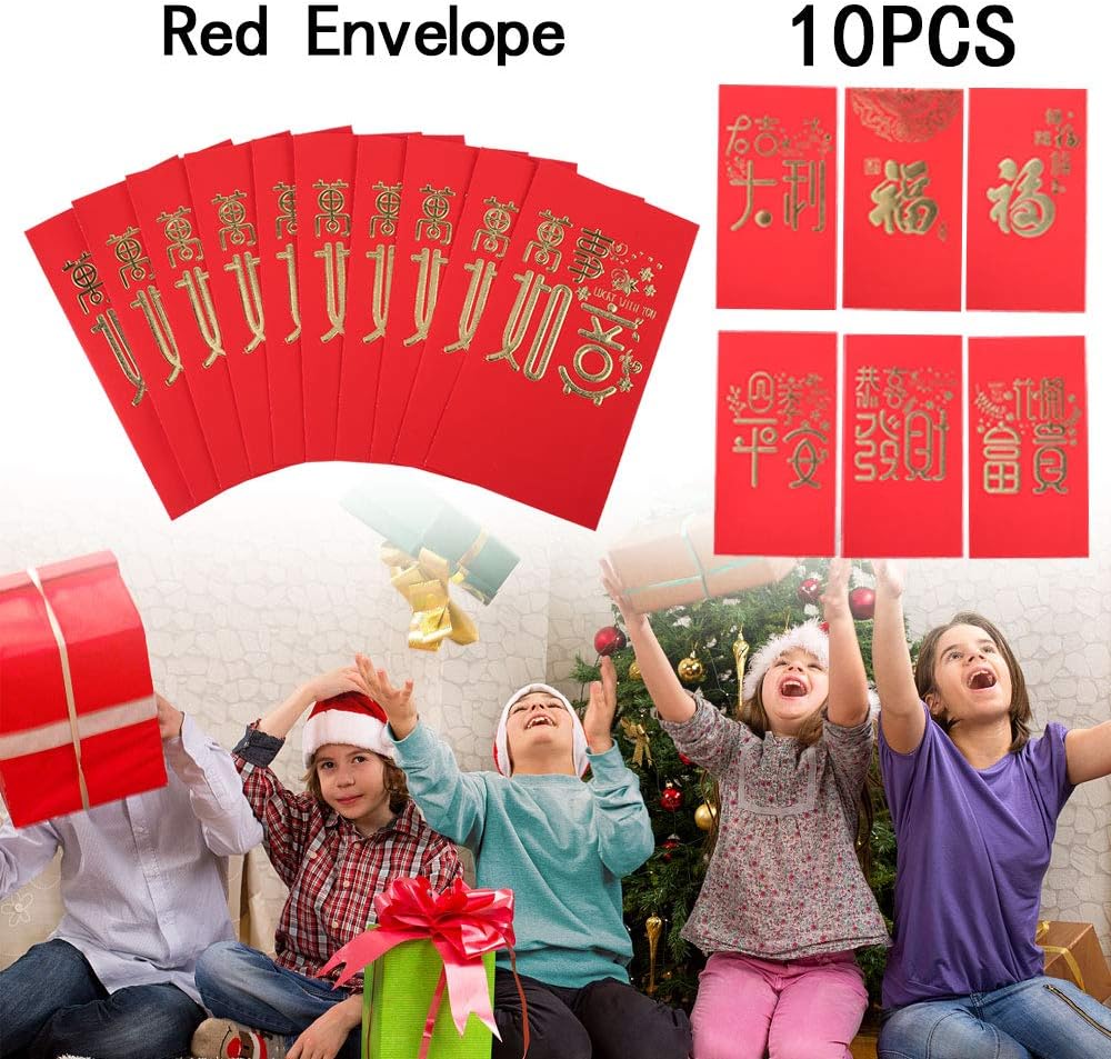Amazon 10枚セット お年玉袋 红包信封 祝儀袋 ポチ袋 封筒 正月 春祭り 干支牛 お見舞い 出産祝い 誕生日祝い 金币 袋子 中国年玉袋 祝贺袋 紙新年 新年 誕生日 結婚式 17 9cm 万事如意 お年玉袋 ポチ袋 文房具 オフィス用品