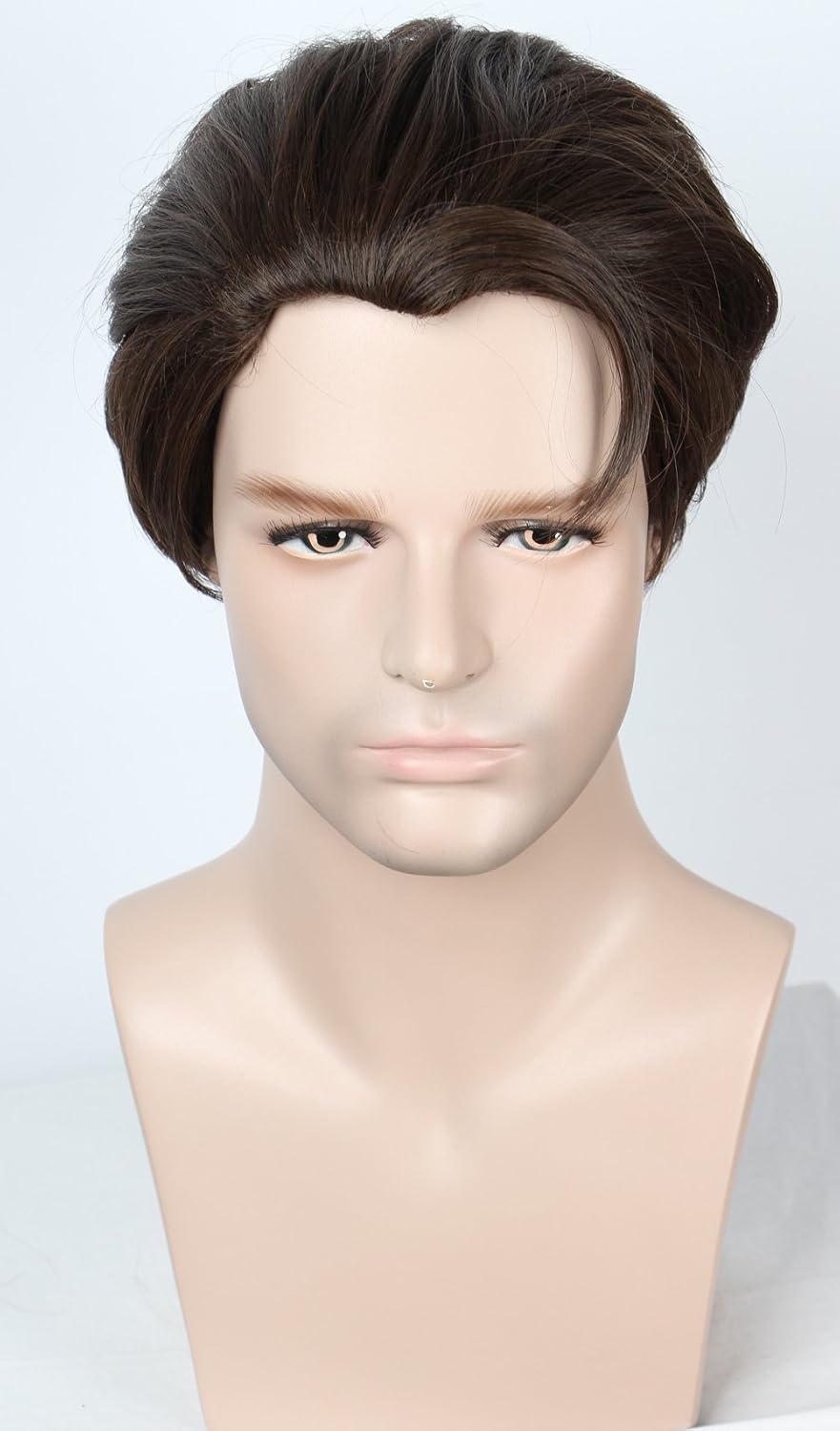 Linfairy Short Straight Nature Brown Cosplay Wig Halloween Costume Wig for Men, 11.81 inch - Image 3