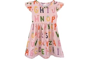 NEBLJGO Toddler Little Girls Back to School Dresses -Apple, Pencils, Bookworm, School Bus，Glue,Tellurion,Blackboard Rainbow Dresses