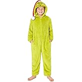 The Grinch One Piece Pajamas for Women, Fleece Jumpsuit With Santa Hat, for Kids, Teens, Adults
