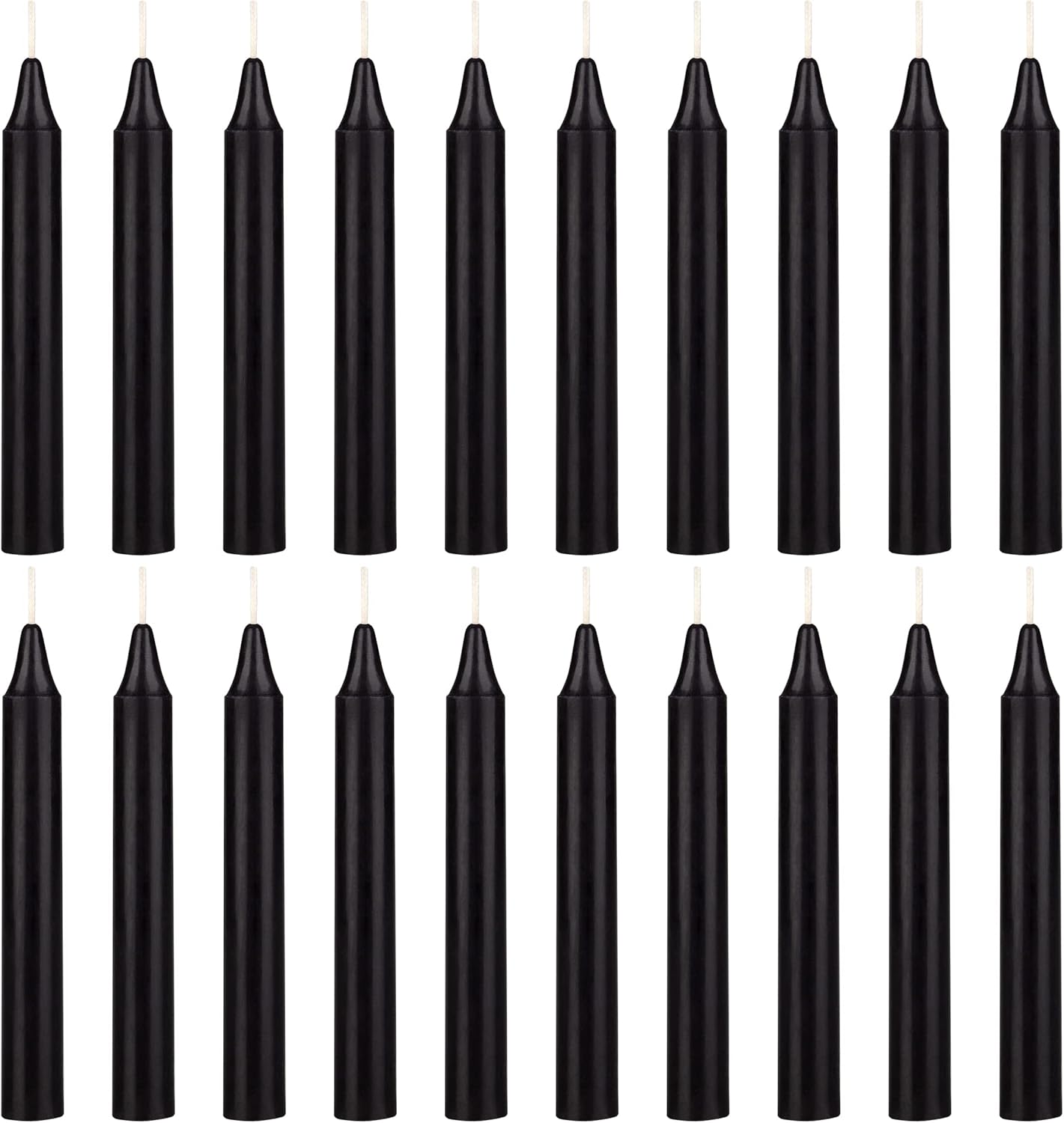 Candles & Holders - Mega Candles 20 pcs Unscented Black Exquisite Mini Taper Candle, 4 Inch Tall x 1/2 Inch Diameter, Supreme Chimes, Enchantment, Rituals, Casting Spells, Witchcraft, Wiccan and Metaphysical