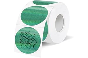 WANGHENG 1.5 Inch Thermal Labels,Holographic Circle Direct Thermal Stickers,for Address Design DIY Logo Business(300 pcs/Green dots)