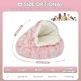 SUOXU Cat Calming Bed 2 in 1 Donut Small Dog Plush Pink Non-Slip Bottom view 4
