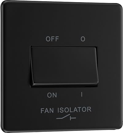 BG Electrical Fan Isolator Switch 10A Triple Pole Matt Black Screwless Flatplate