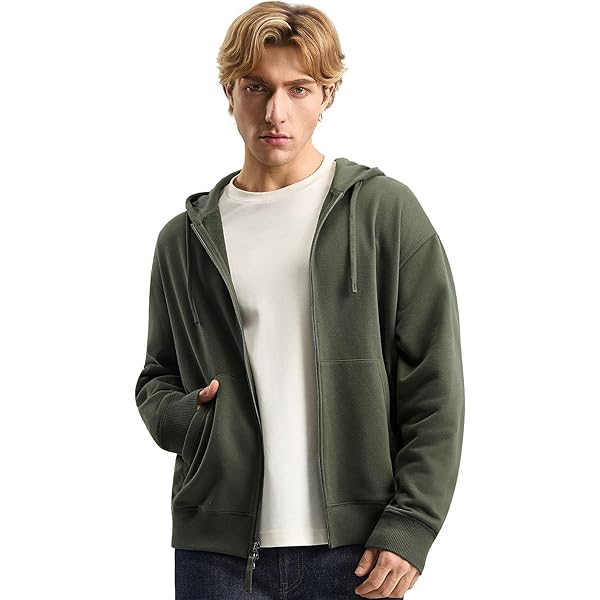 AIRNINE Men's Garment Dye Double Zipper Hoodie Jacket (S-3X