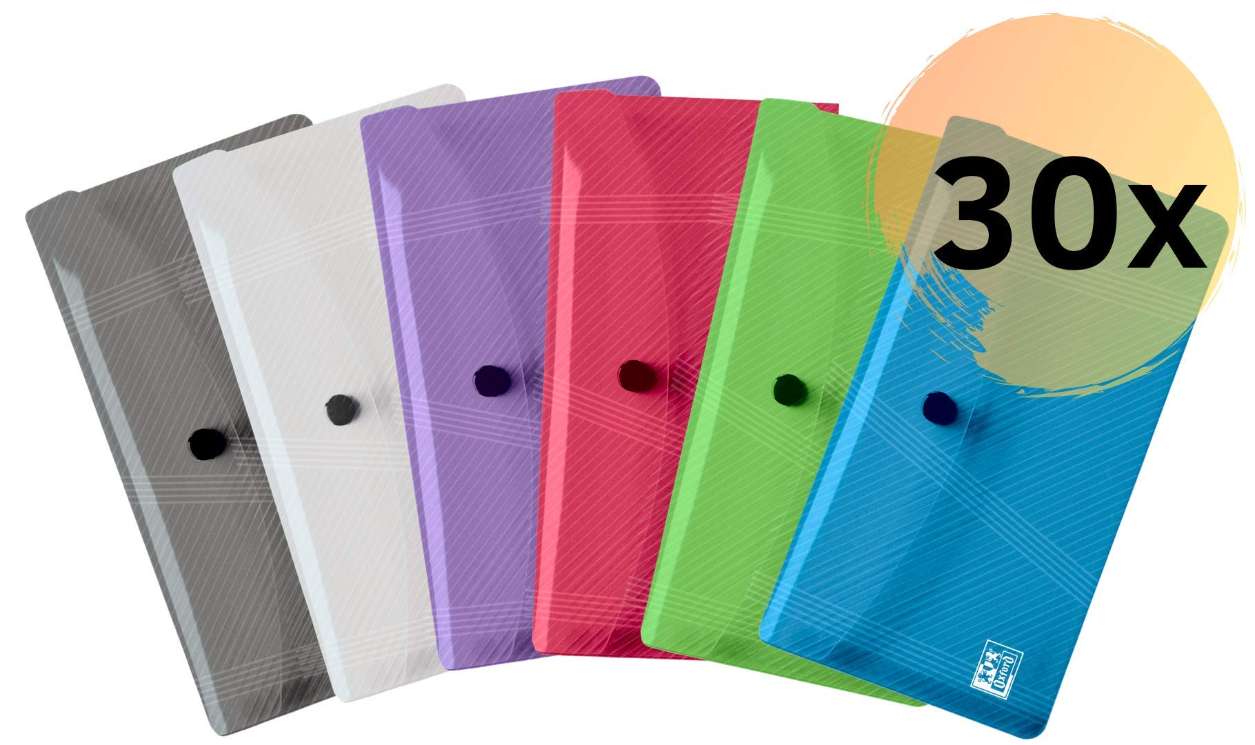 Oxford Popper Document Wallet Letter Size 6 Colours Pack of 30