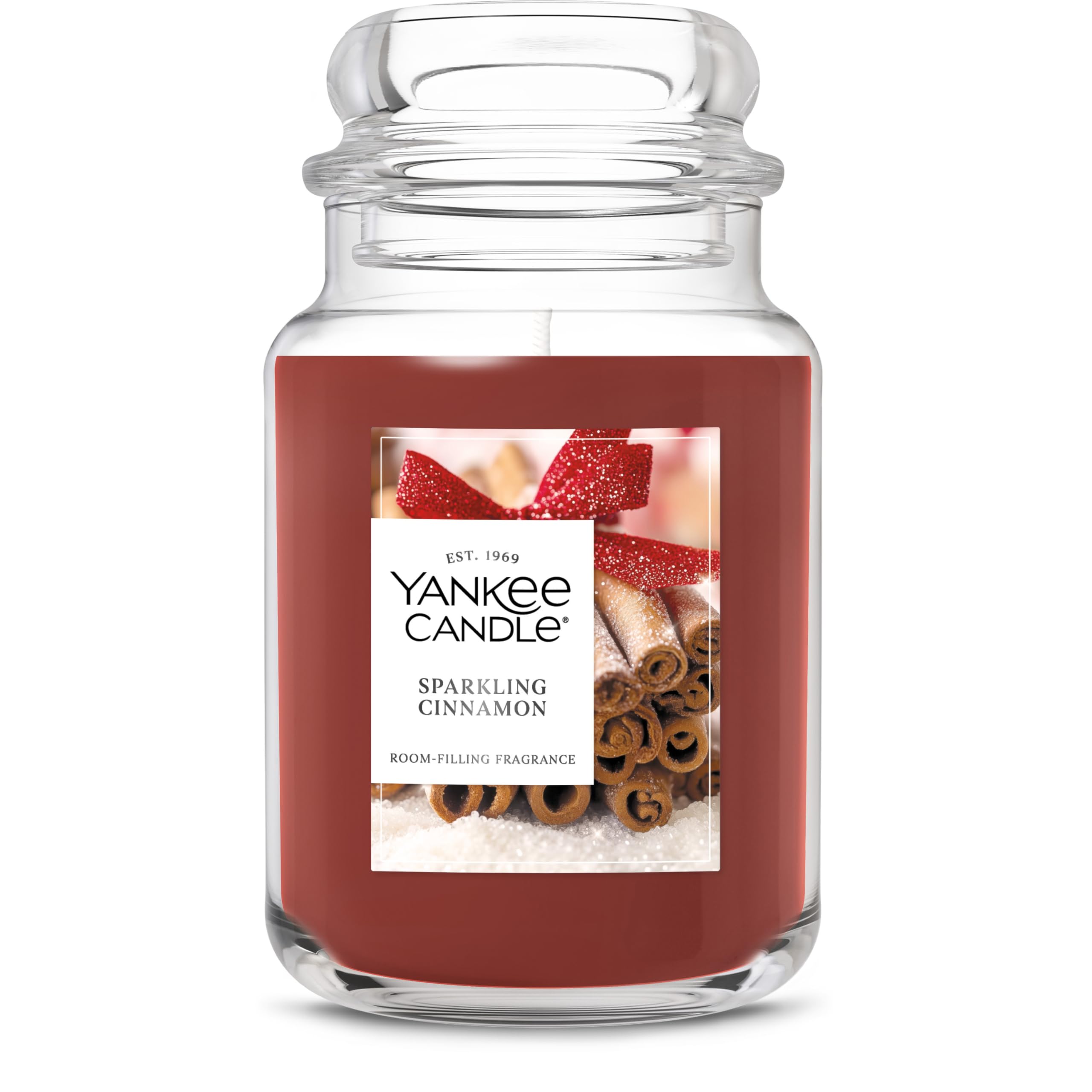 Photo 1 of Yankee Candle Large Jar Scented Candle with up to 150 Hour Burn Time, Premium Plant Wax Blend for Consistent Burn, 22 oz Jar Candle with Room Filling Fragrance, Sparkling Cinnamon
