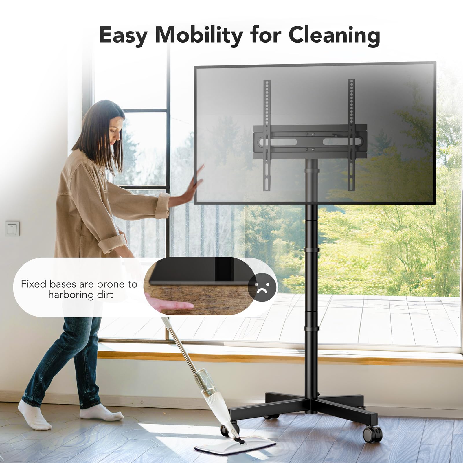AX WABER Mobile TV Cart Stand with Wheels for 23-60