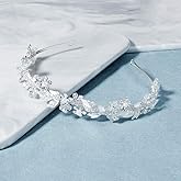 Oriamour Bridal headband Rhinestone Hair Band Bridal Headpieces for Bride Hair Jewelry Accessories (Silver)