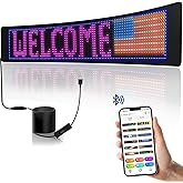 Programmable LED Scrolling Sign for Car,Flexible USB 5V LED Store Sign Bluetooth App Control Custom Text Pattern Animation Huge Bright Advertising LED Signs Display for Store Car Bar Hotel (27''x5'')