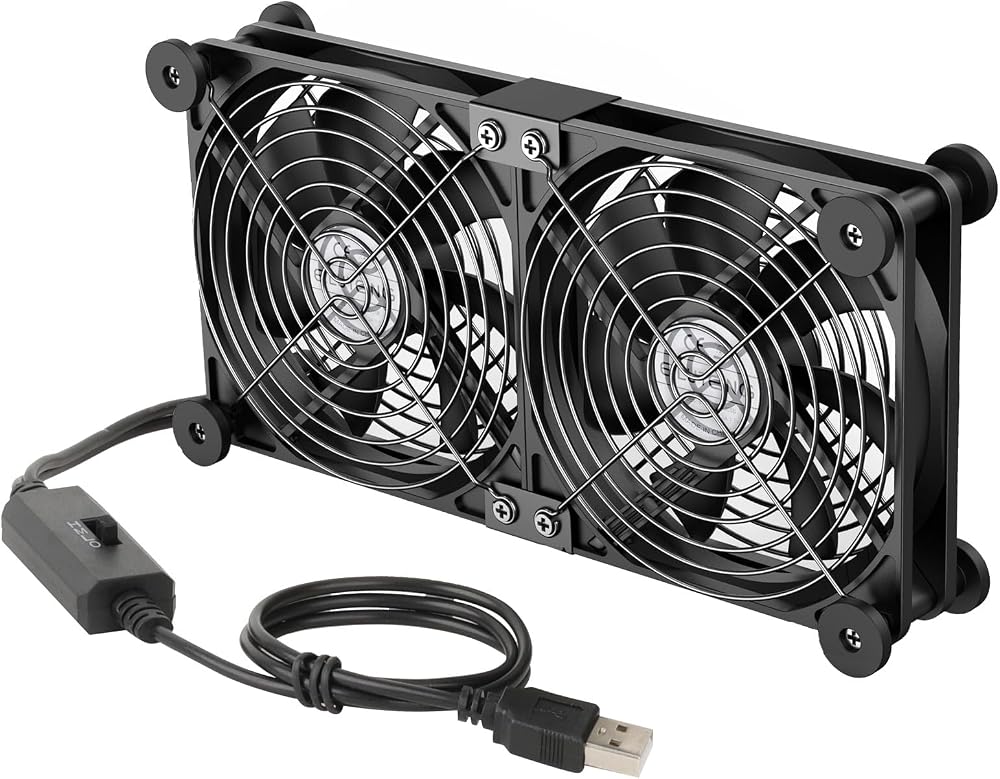 ELUTENG 140mm USB Fan 2 in 1 Double Row 5V 3 Speed PS5 PS4 Laptop TV Box Router