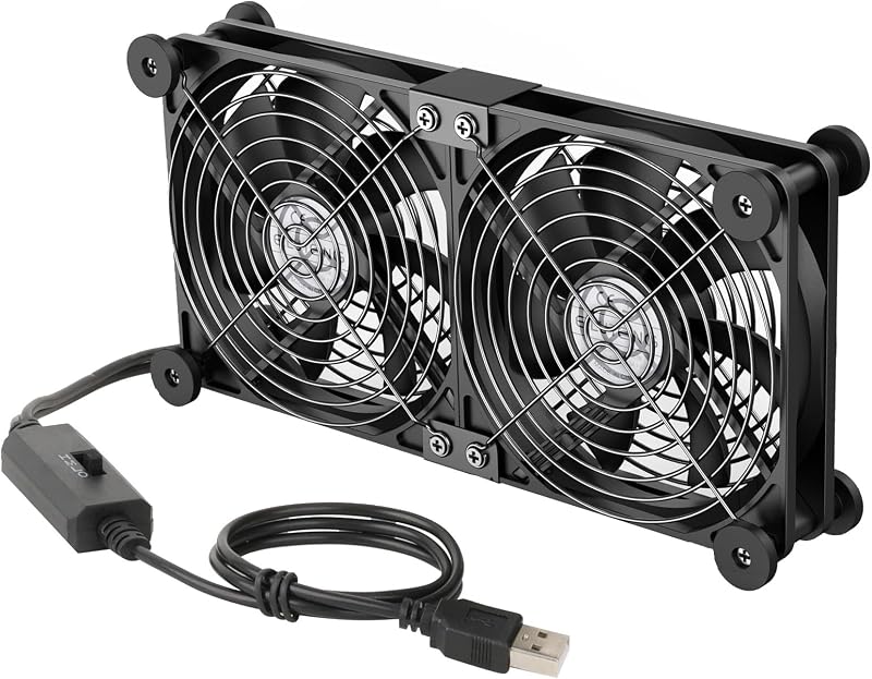 ELUTENG 140mm USB Fan 2 in 1 Double Row 5V 3 Speed PS5 PS4 Laptop TV Box Router