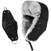 Jeff &amp; Aimy Stylish Plaid Winter Wool Trapper Faux Fur Earflap Hunting Hat Ushanka Russian Cold Weather Thick Lined 55-61CM