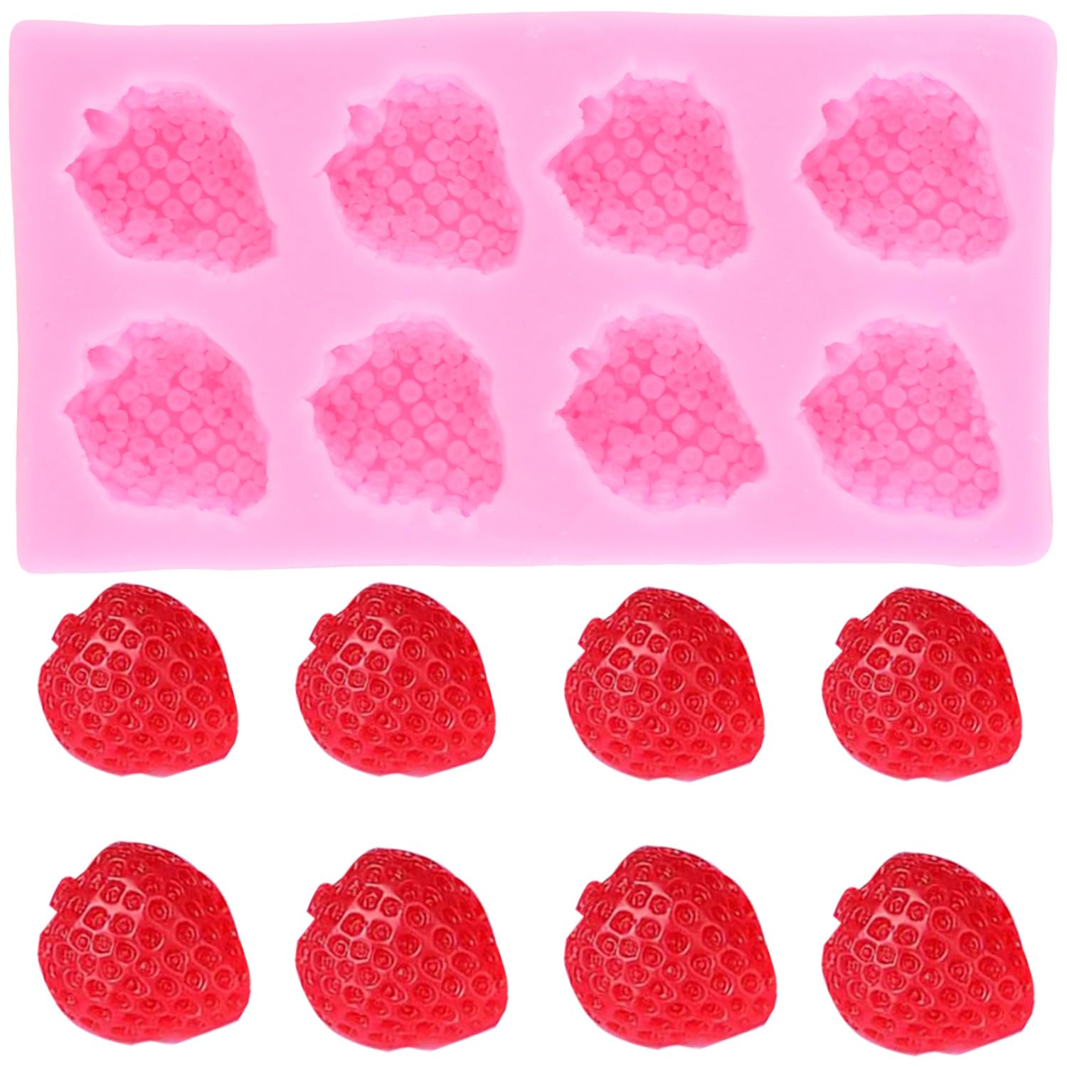 XMOLDNMS Strawberry Silicone Moulds Mini Strawberry Fondant Mould Fruit Chocolate Candy Moulds for Cake Decorating Cupcake Topper Gum Paste Polymer Clay
