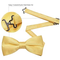 Barry.Wang Yellow Bow Ties for Men Pre-tied Bow Tie
