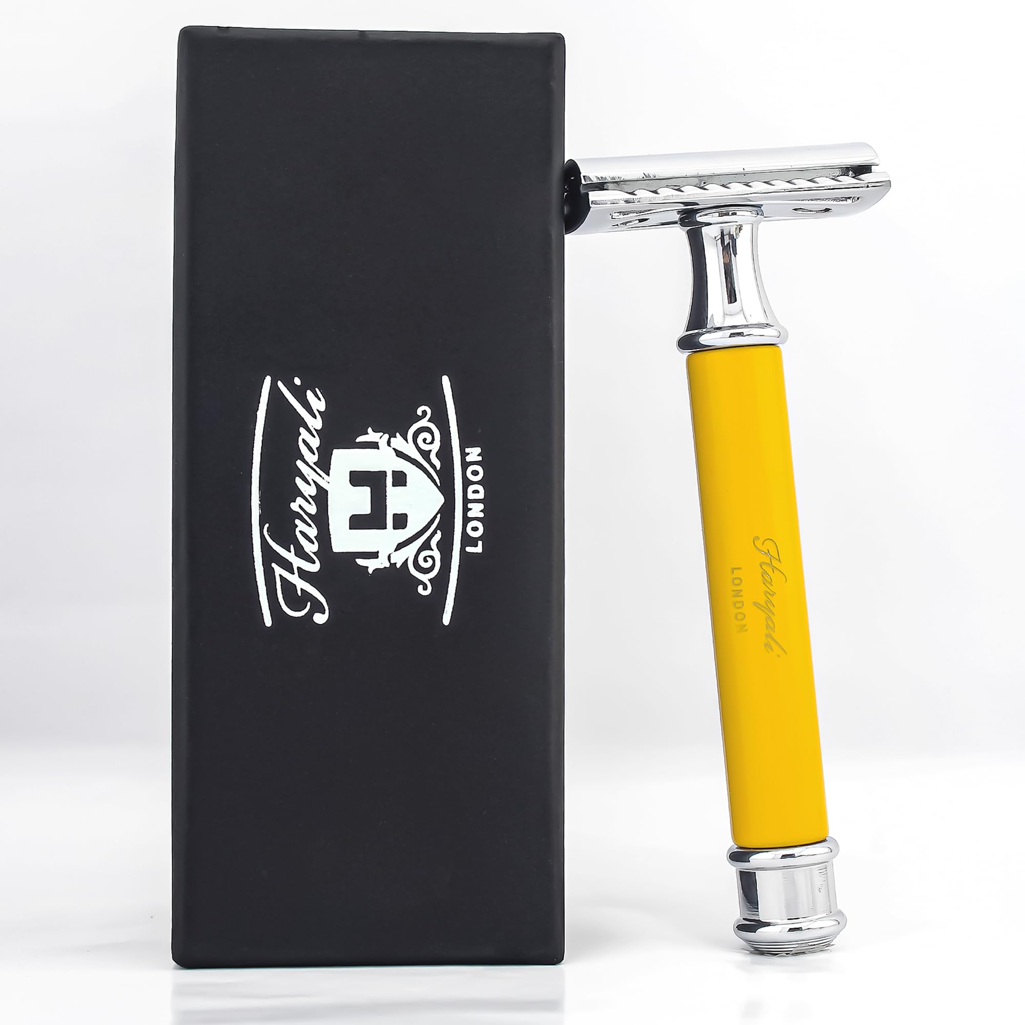 Men's Shaving De Safety Razor in Yellow. Perfect for Deep Clean Shave. Comes in a Designer Box.