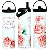 Bsolid Flip Straw Tumbler-Time-Beautiful Rose Straw and Handle Poetry Tumbler-For Ice Water, Iced Coffee, Hot Beverages, Smoothies, and Poetry Lovers-20oz Size