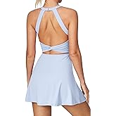 Heathyoga Tennis Dress with Built in Shorts and Bra Athletic Dress for Women Summer Cut Out Twisted Golf Workout Dress