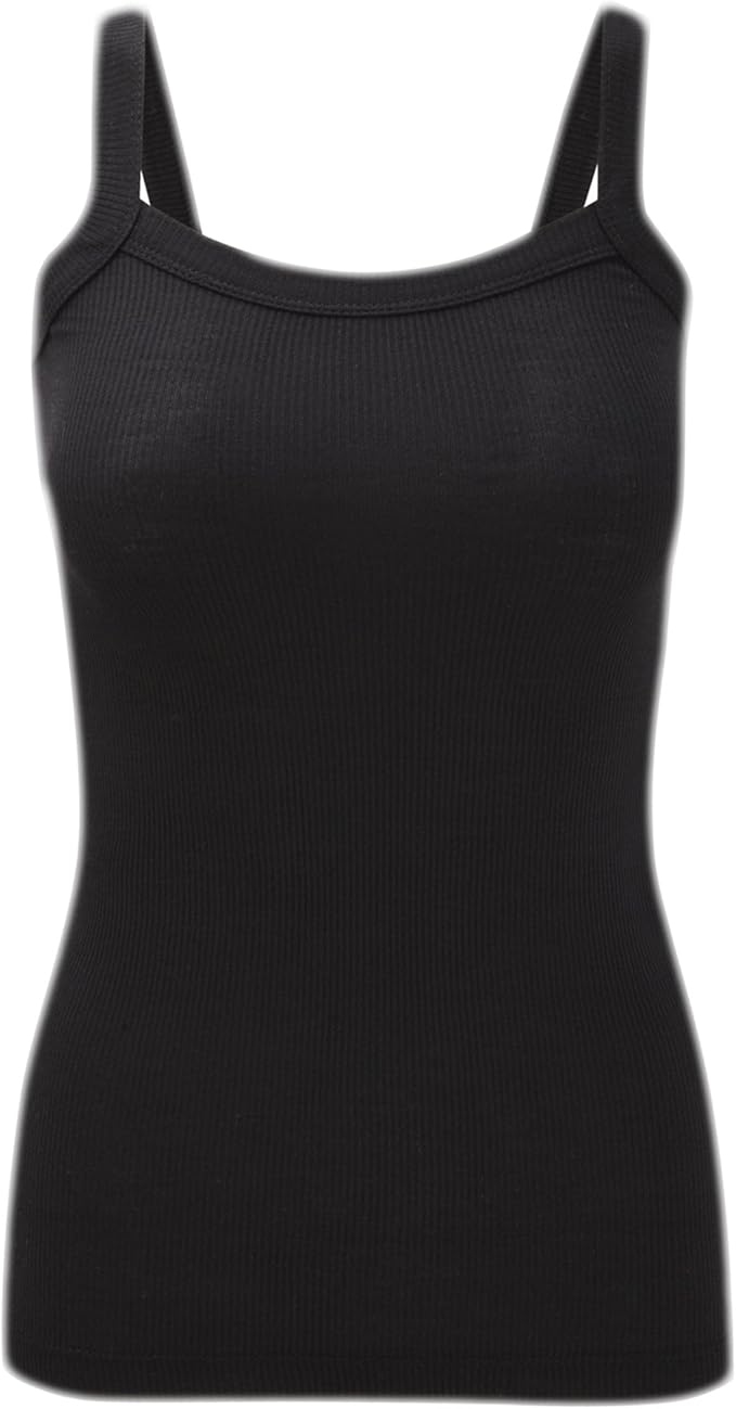 Womens Plain Ribbed Vest Tops Ladies Strappy Long Stretch Rib Top