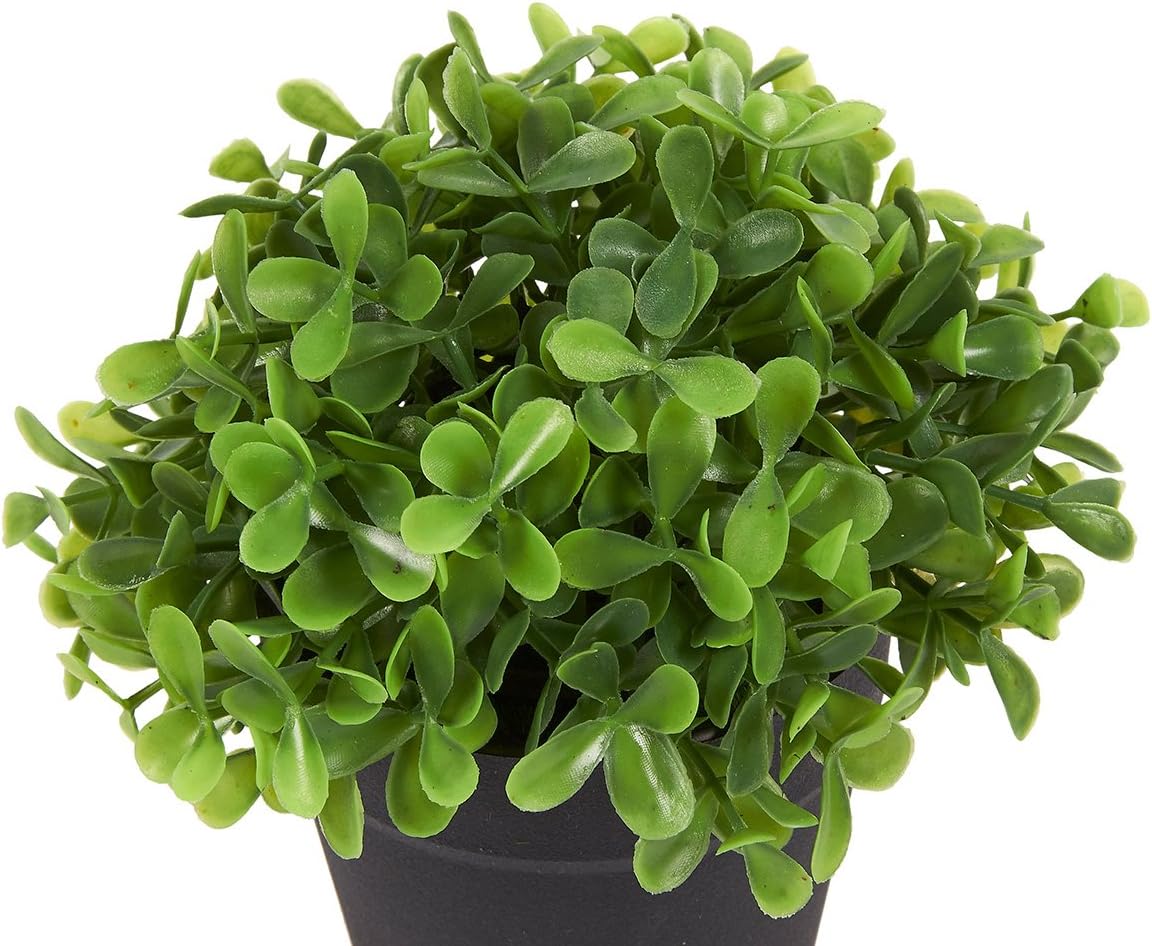 Juvale 3-Pack Mini Fake Plants Decoration, Potted Artificial Plants for Indoor Outdoor Home Décor, with Black Plastic Pots, 5 x 5.2 x 5 Inches -