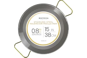 Machika Stainless Steel Paella Pan | Cooking Pan | Stainless Steel Skillet for Paella and Rice Recipes | Stainless Steel Vale