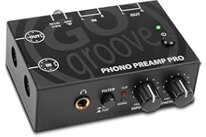 GOgroove Phono Preamp Pro Preamplifier with RCA Input/Output, DIN Connection, RIAA Equalization, 12V DC Adapter - Compatible with Vinyl Record Players, Turntables, Stereos, DJ Mixers