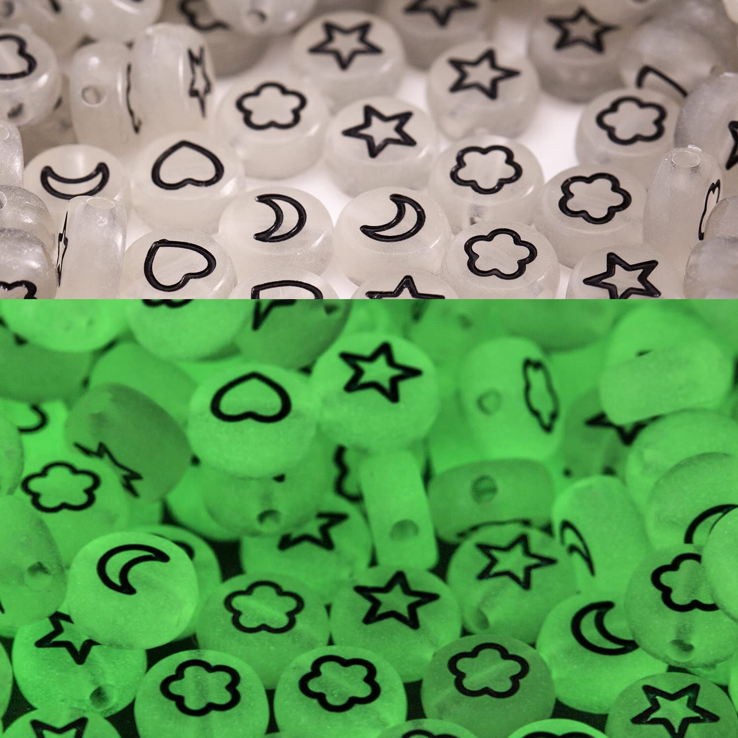 500pcs 4x7mm Glow in The Dark Acrylic Beads for Friendship Bracelets Jewellery Making