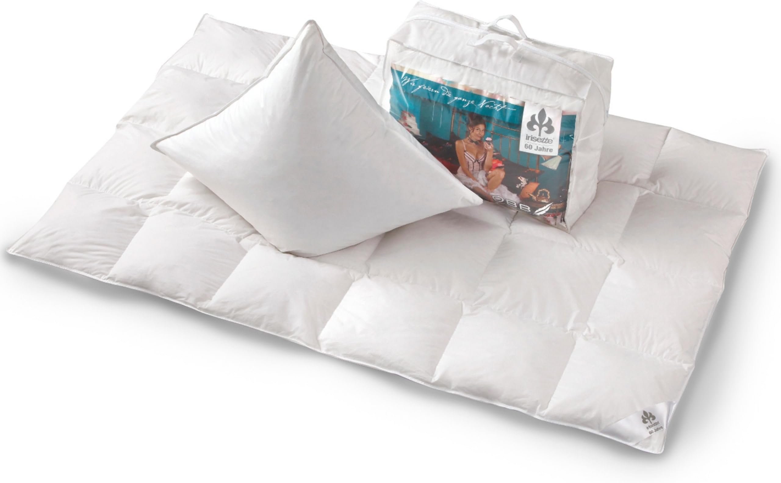Irisette OBB 60 Years of Gebursts Tags Set Including 2 Pillow and Siberian Down and Feather Blanket,