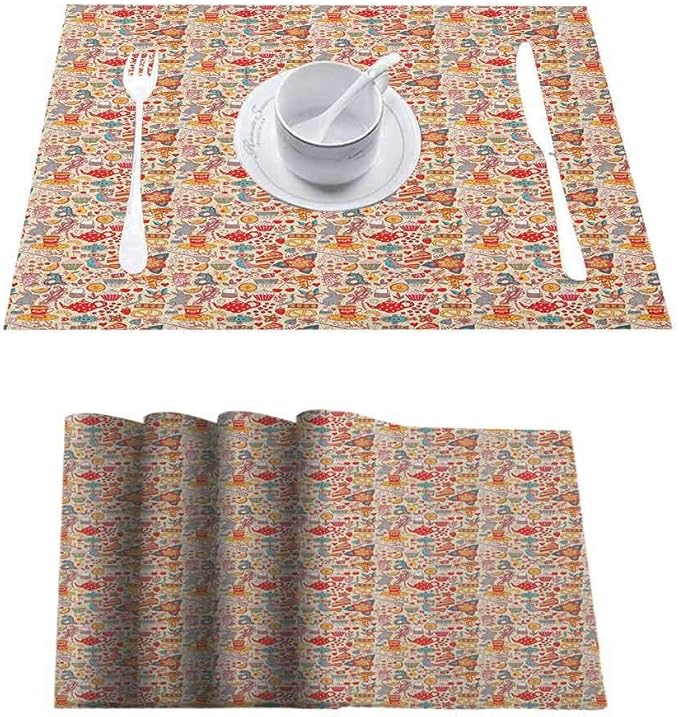 Heat Resistant Dining Table Place Mats Kitchen Table Mats, Tea Party