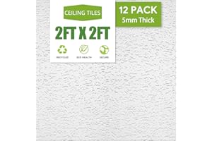 NOOOZA 2ft x 2ft Drop Ceiling Tiles，Printed Pro Ceiling Tiles 24 x 24in. Waterproof, Washable and Fire-Rated - Reusable - High-Grade PVC to Prevent Breakage-Package of 12 Tiles