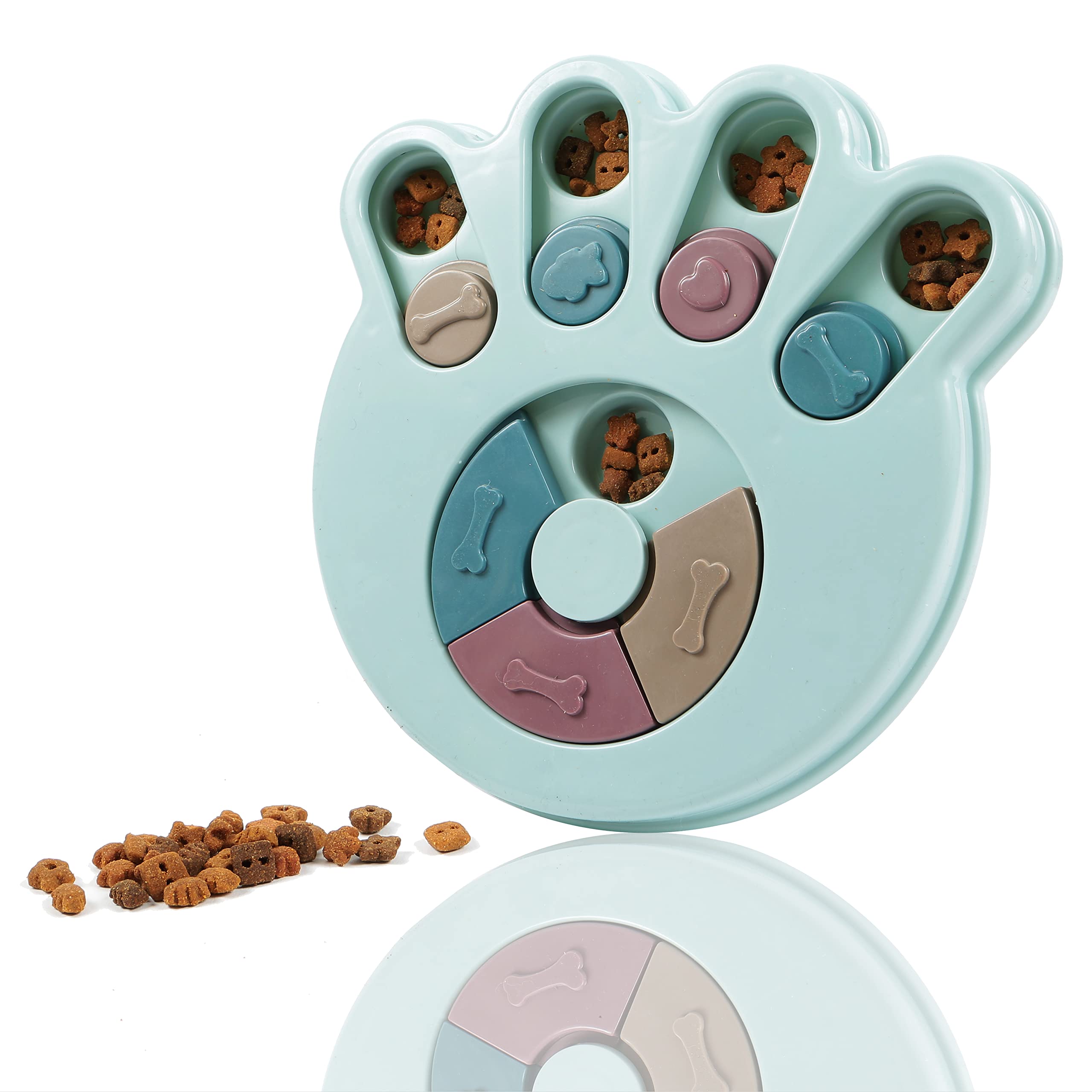 Petbuddy Pet Treat Feeder Puzzle | Interactive Dog & Cat Toys | Smart Hide & Slide Treat Game | Puppy Training Games |Blue Paw