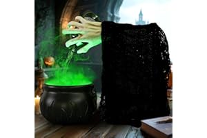 Yinhua Halloween Decorations Indoor, Witches Cauldron with Floating Potion Bottles & Witch's Hand, Plastic Cauldron Halloween Decor with Diffuser and Light, Hocus Pocus Decor for Party Decorations