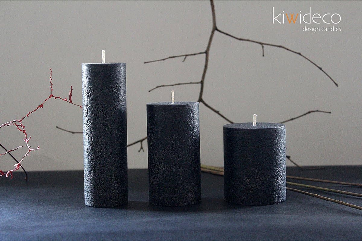 Handmade Black Rustic Pillar Candles Set - Scandinavian design home decor for modern interior design