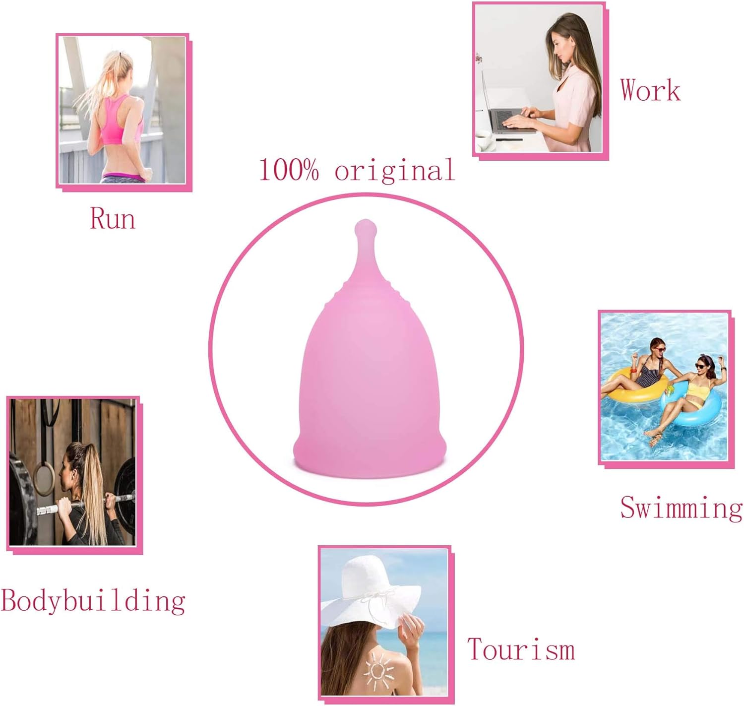 JDiction Menstrual Cup Authentic Original Cups Set of 2 Sizes with Bags and Cleaning Brush Economical Reusable Period Cup Feminine Alternative Protection for Cloth Sanitary Napkins for Menstruation: Health & Personal Care