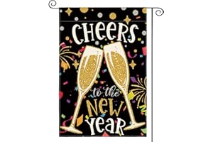 AVOIN colorlife Cheers to New Year Garden Flag 12x18 Inch Double Sided Outside, Winter New Year's Holiday Rustic Yard Outdoor Decorative Flag