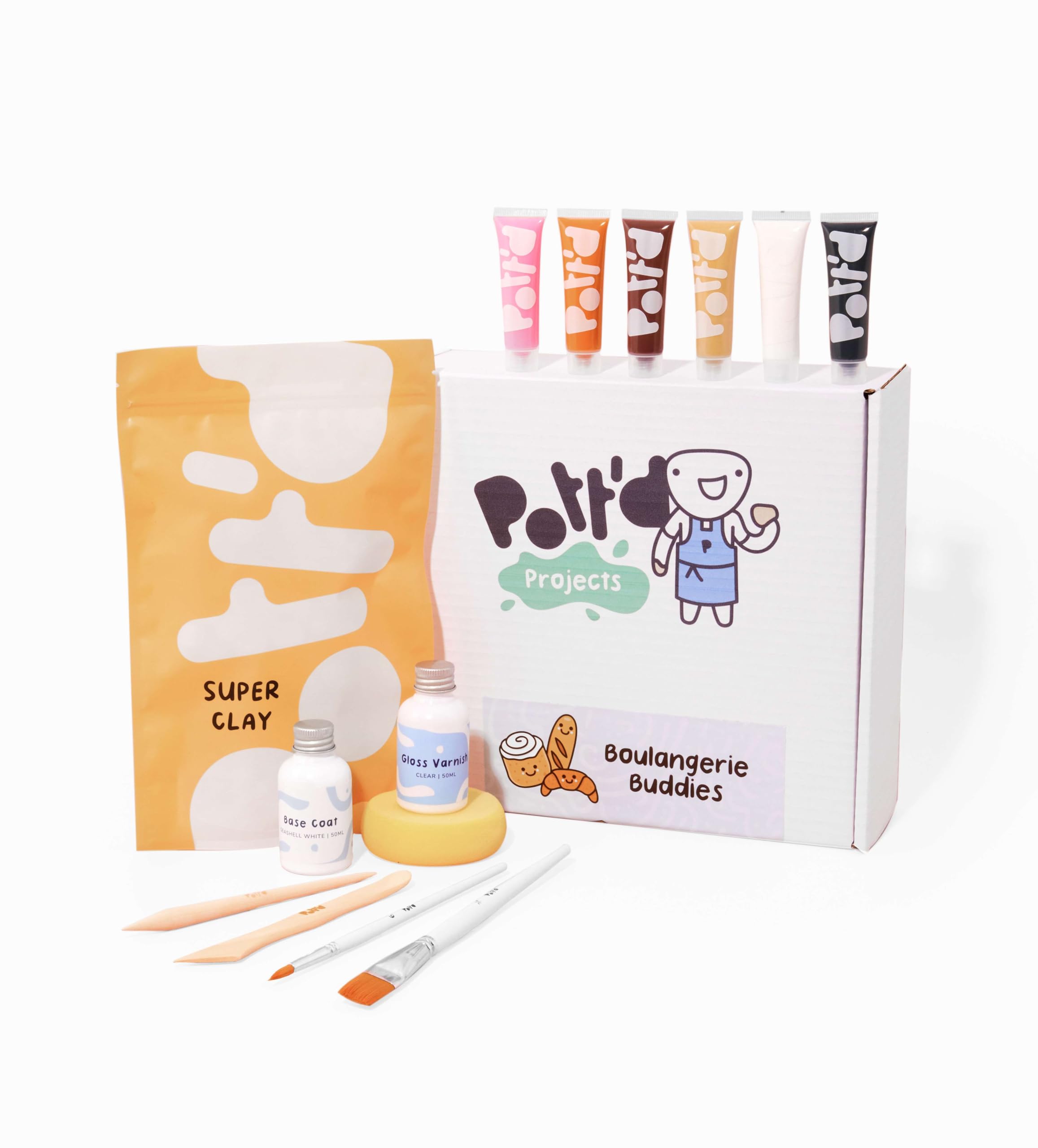 Pott'd Mini Pottery Kits | Air Dry Clay Pottery Kit for Adults | Includes Paints, Brushes, and Potters Tools | Free Online Step-by-Step Tutorial | Perfect for Beginners | Bring The Studio to Your Home