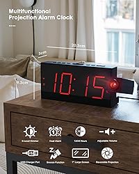 OnLyee Projection Alarm Clock for Bedroom,LED