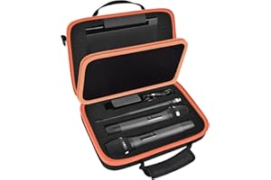 ANKHOH Wireless Microphone Case for JBL Wireless Two Microphone/for JBL Partybox/for Singing for TONOR for Shure for Bietrun Handheld Dual Mic DIY Foam for Different Size Receiver, Accessories (Orange)