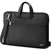 Ferkurn Laptop Case Bag 17 17.3 inch Women Men Computer Sleeve with Shoulder Strap Compatible with HP Envy Pavilion/Dell Inspiron/Thinkpad/Vivobook/MSI/Acer,Waterproof Briefcase with Handle,Black