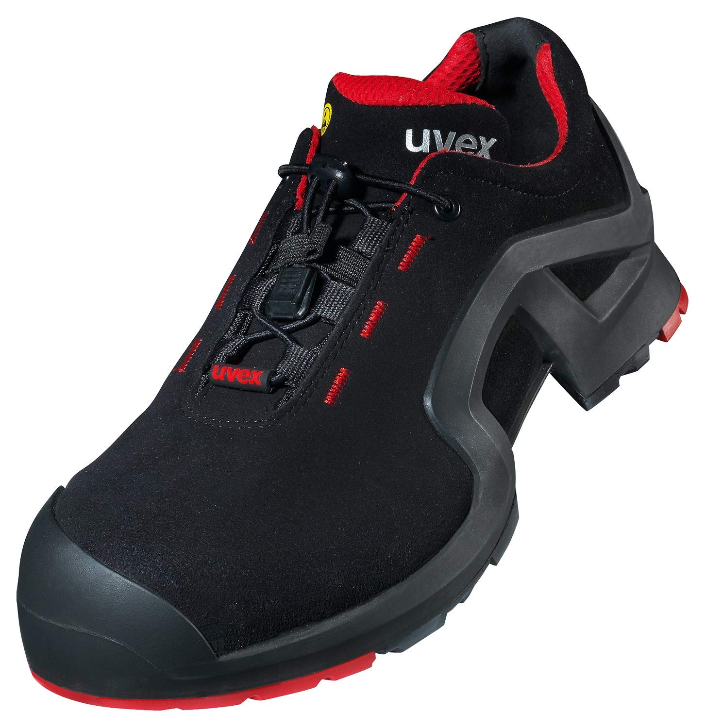 Uvex 1 X-Tended Support Safety Trainer - S3 SRC ESD - Work Shoes with Metalfree Toe Cap Black Red - Size 3.5 UK