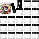 6 oz Plastic Jars with Lids,20 Pcs Round Cosmetic Jars,Refillable Empty Storage Containers for Spices,Cream,Beauty Products,L
