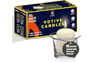 Candle Charisma Ivory Votive Candles Unscented - 15 Hour Burn time - Set of 36 for Dinner, Wedding, Halloween and Holiday Decorations