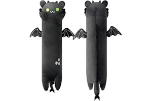 PEACH CAT Long Dragon Cat Plush Pillow Cute Dragon Cat Stuffed Animal for Boys and Girls Black 19.6"