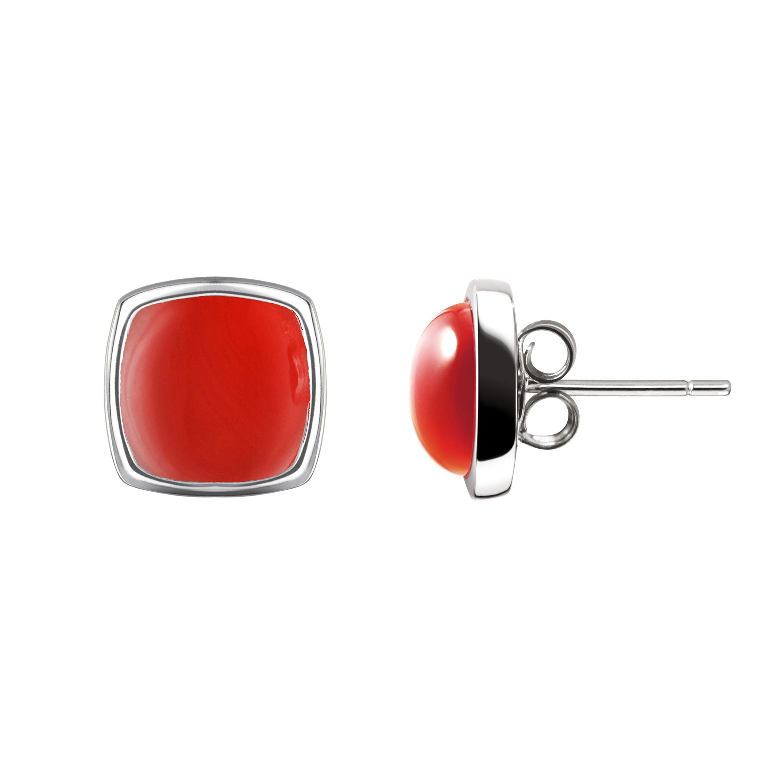 Franki Baker Genuine Square Orange Carnelian & Sterling Silver Stud Earrings. Gem Grade: AAA. Overall size: 10x10mm