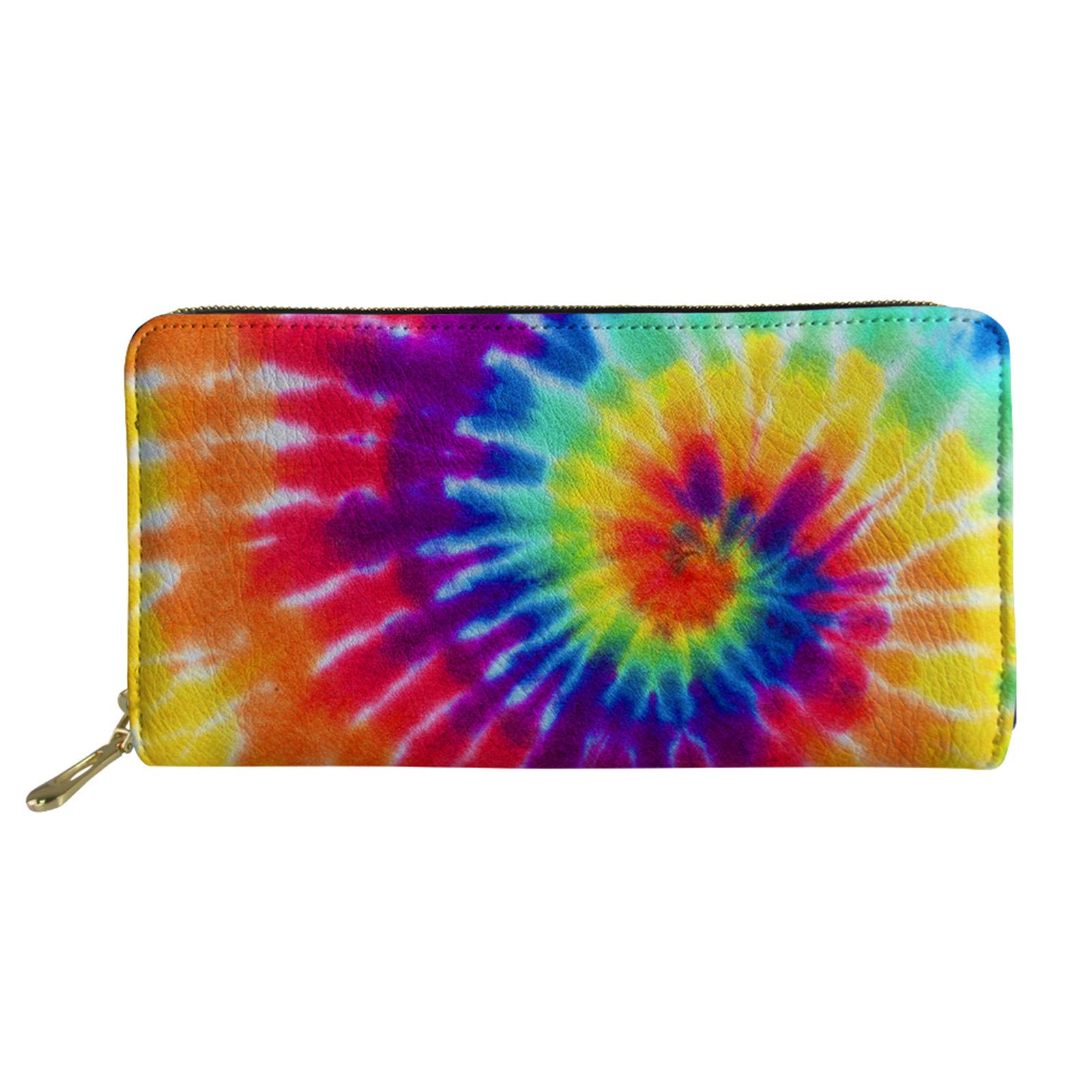 Coloranimal Womens Wallet Novelty Rainbow Colorful Tie Dye Leather Purse with Around Zipper Clutch Long Wallet Coin Credit Card Cash Organizer Handbag