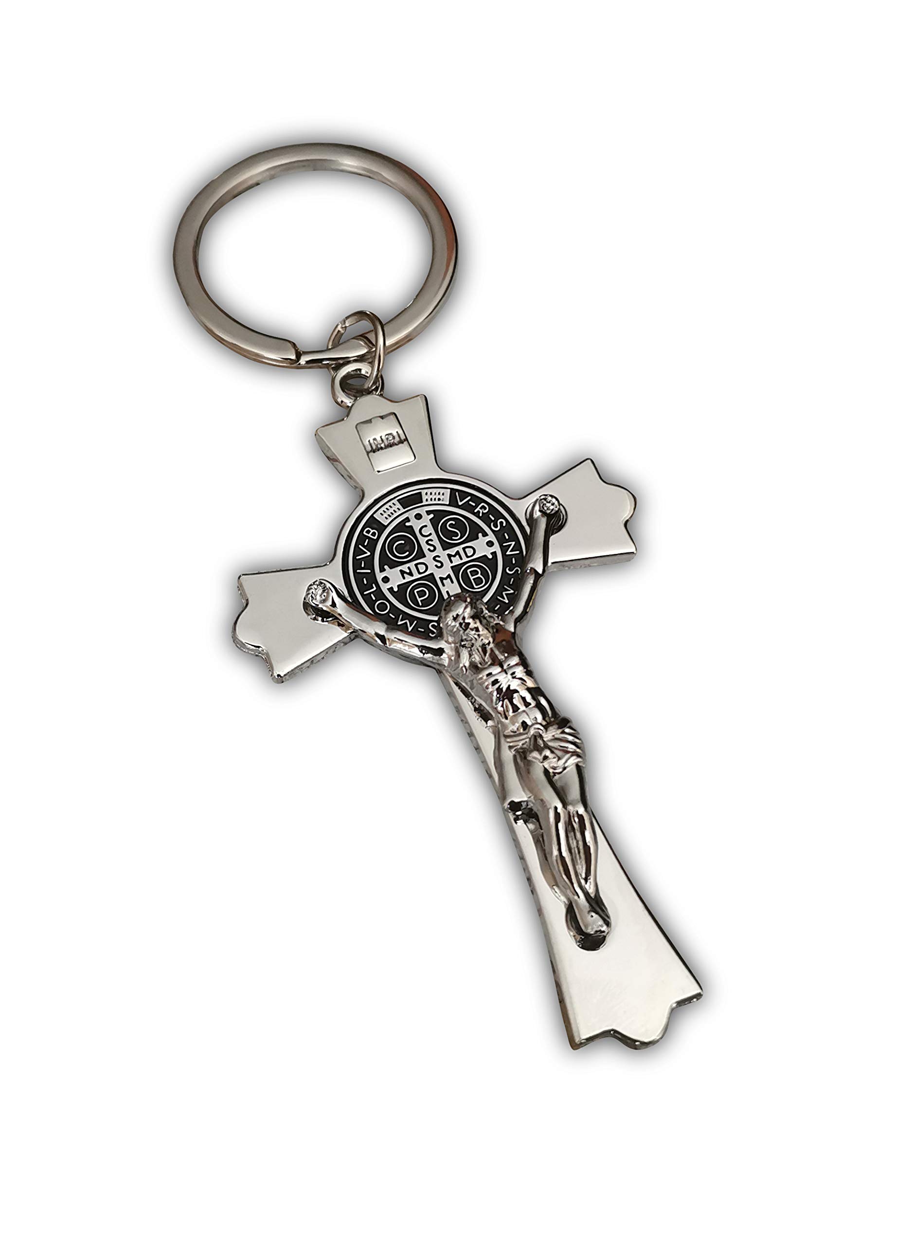 Eillwin Jesus Crucifix Keyring Holy Cross Keychain Religious Saint Benedict Catholic Charm Pendant for Luck&Protection
